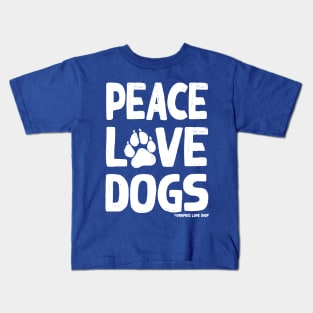 Peace Love Dogs, White © Graphic Love Shop Kids T-Shirt